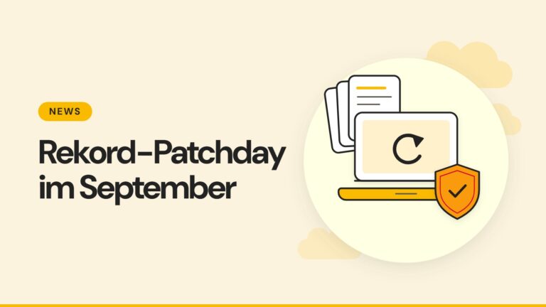 Laptop mit Update-Pfeil und Schutzschild - Rekord-Patchday im September 2026